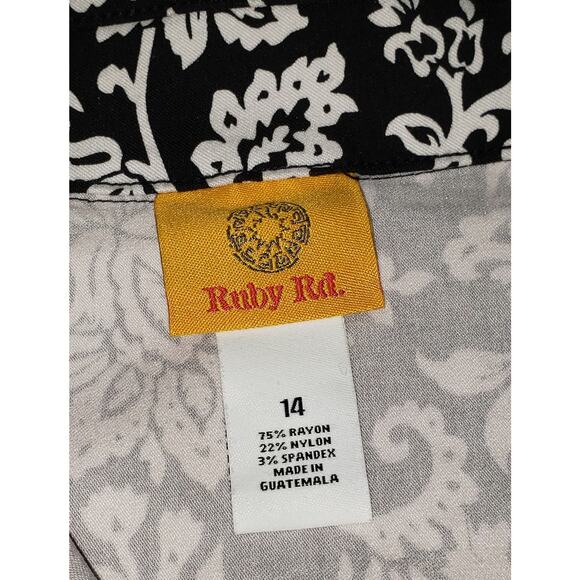 Ruby Rd Womens White Floral Jacket Plus Size 14 Stretch, Lightweight, Pockets - Picture 5 of 11